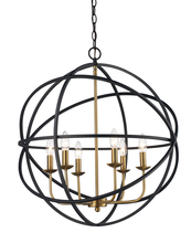  70656 BK/AG - 6LT CHANDELIER-MULTI RING ORB-